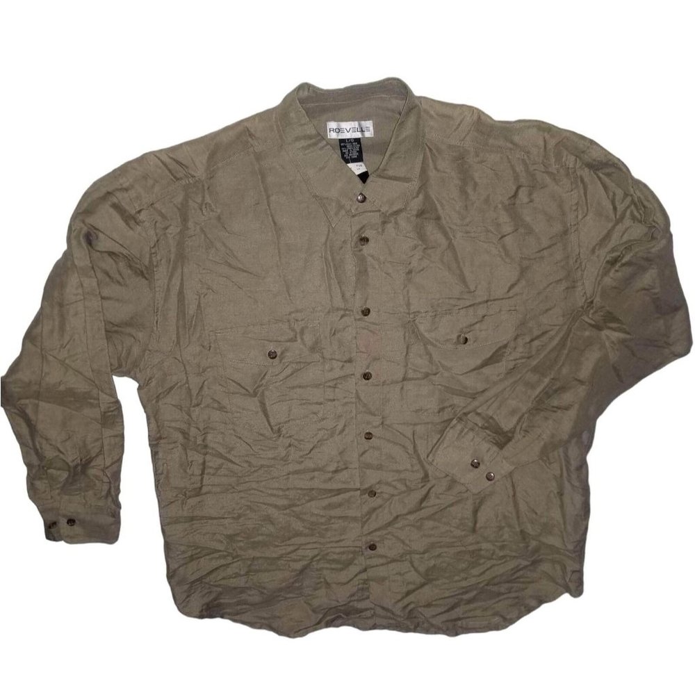 VTG NWT ROEVELLE Button Up Chest Pockets Mens Long Sleeved Casual Top L